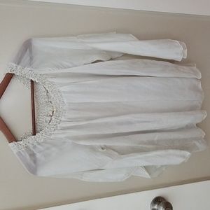 Gusy silk smocked neck top